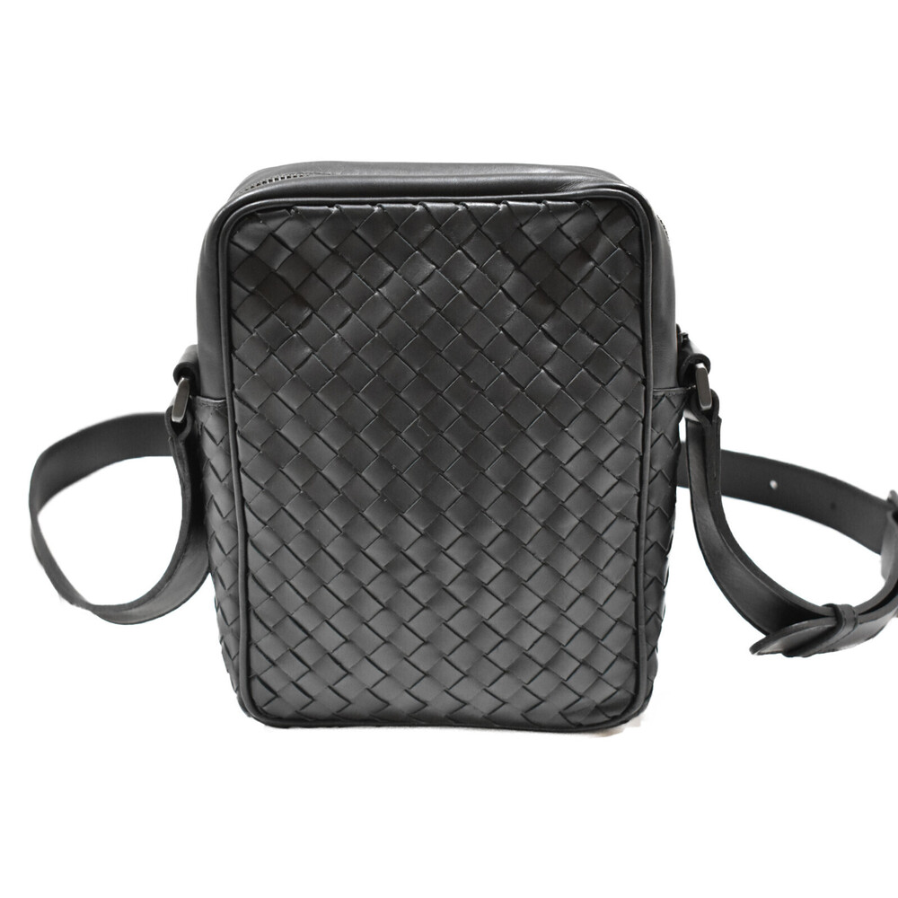 BOTTEGA VENETA Black Leather Messenger Bag Handbag Shoulder Intrecciato - Picture 2 of 7